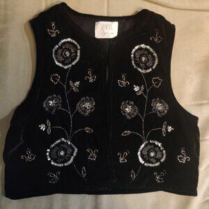 Zara Velvet Beaded Vest for Girls Size 11-12